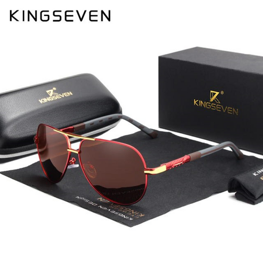 KINGSEVEN Red/Brown Aviators